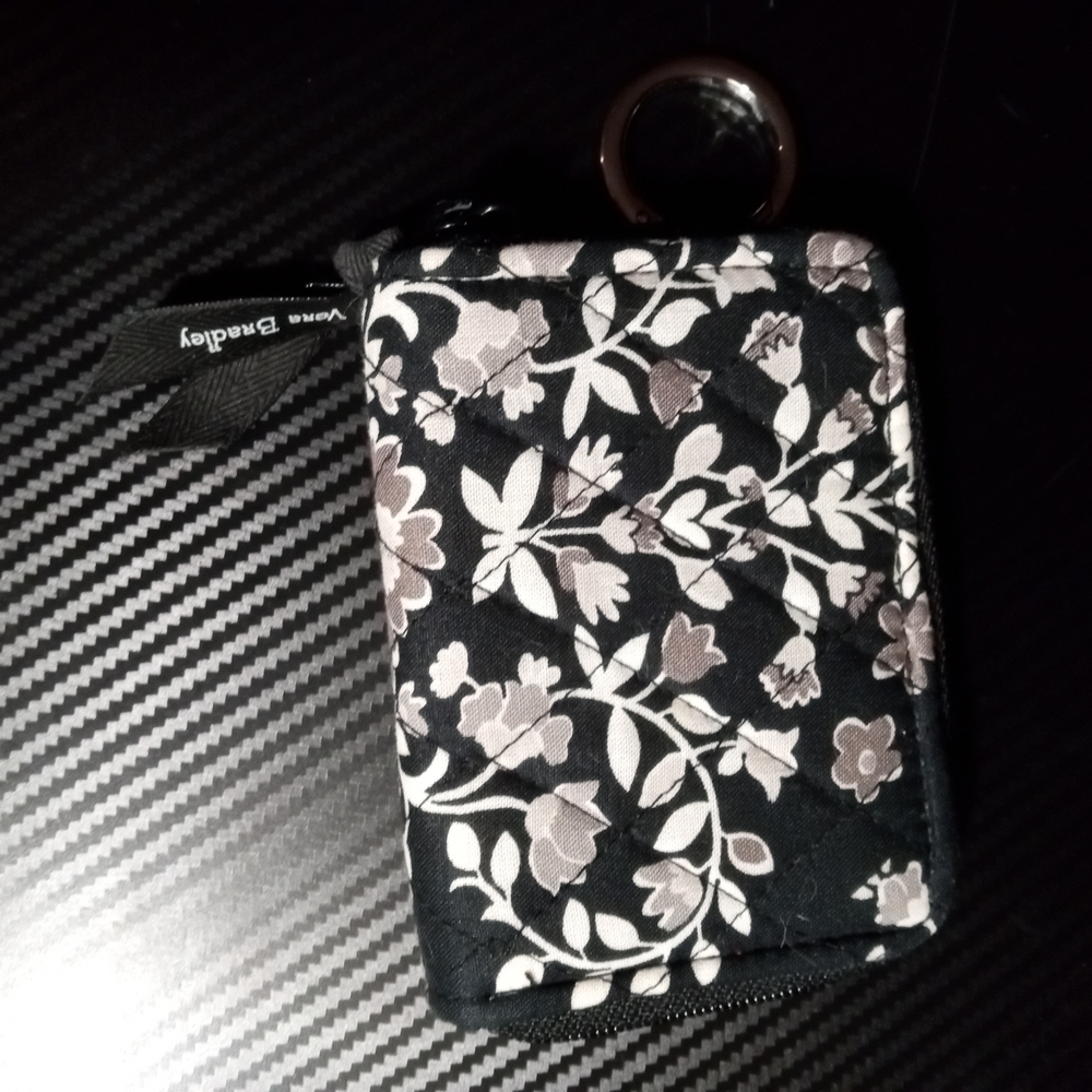 Vera Bradley Black and White Floral Keyring Wallet